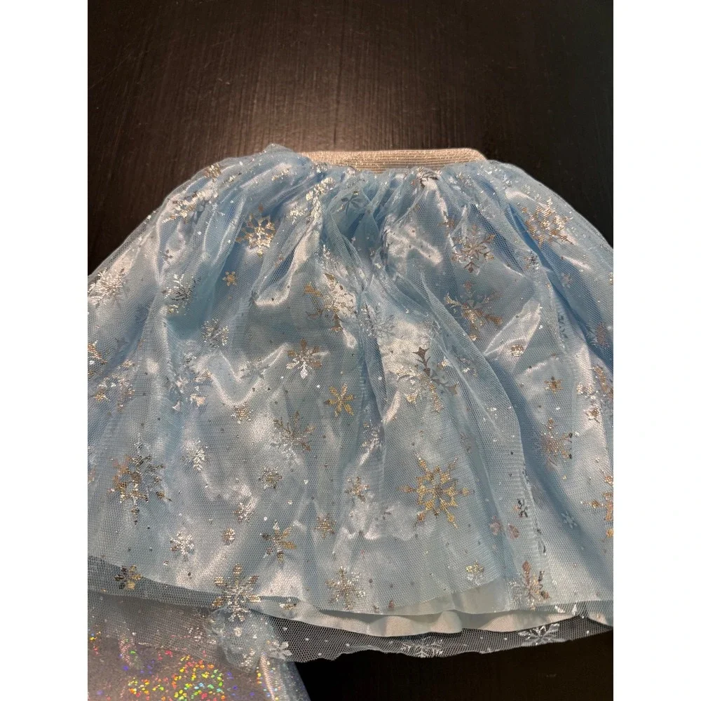 Kids Dress Up Costume Set 3 Tutus and Shimmering Hooded Cape Rainbow Blue Pink